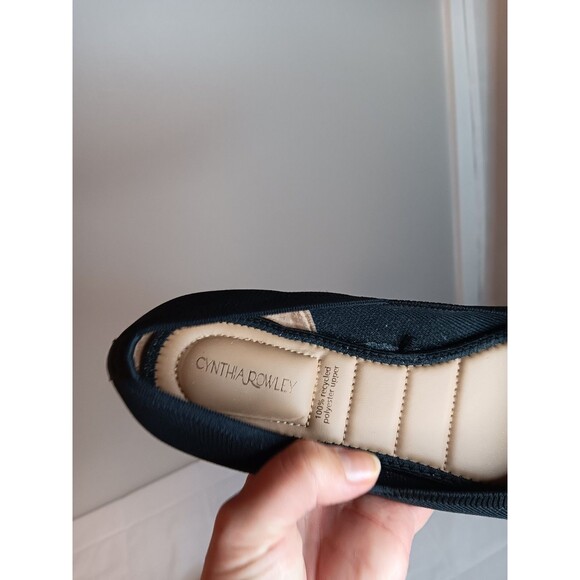 CYNTHIA ROWLEY Women’s 9 M  Black Chelsea Pointed Toe Textile Knit Ballet Flats - Picture 4 of 7